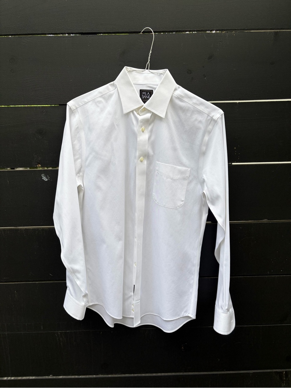 Jos. A. Bank Traveler White Slim Fit Dress Shirt 15-34 Cotton Button Front